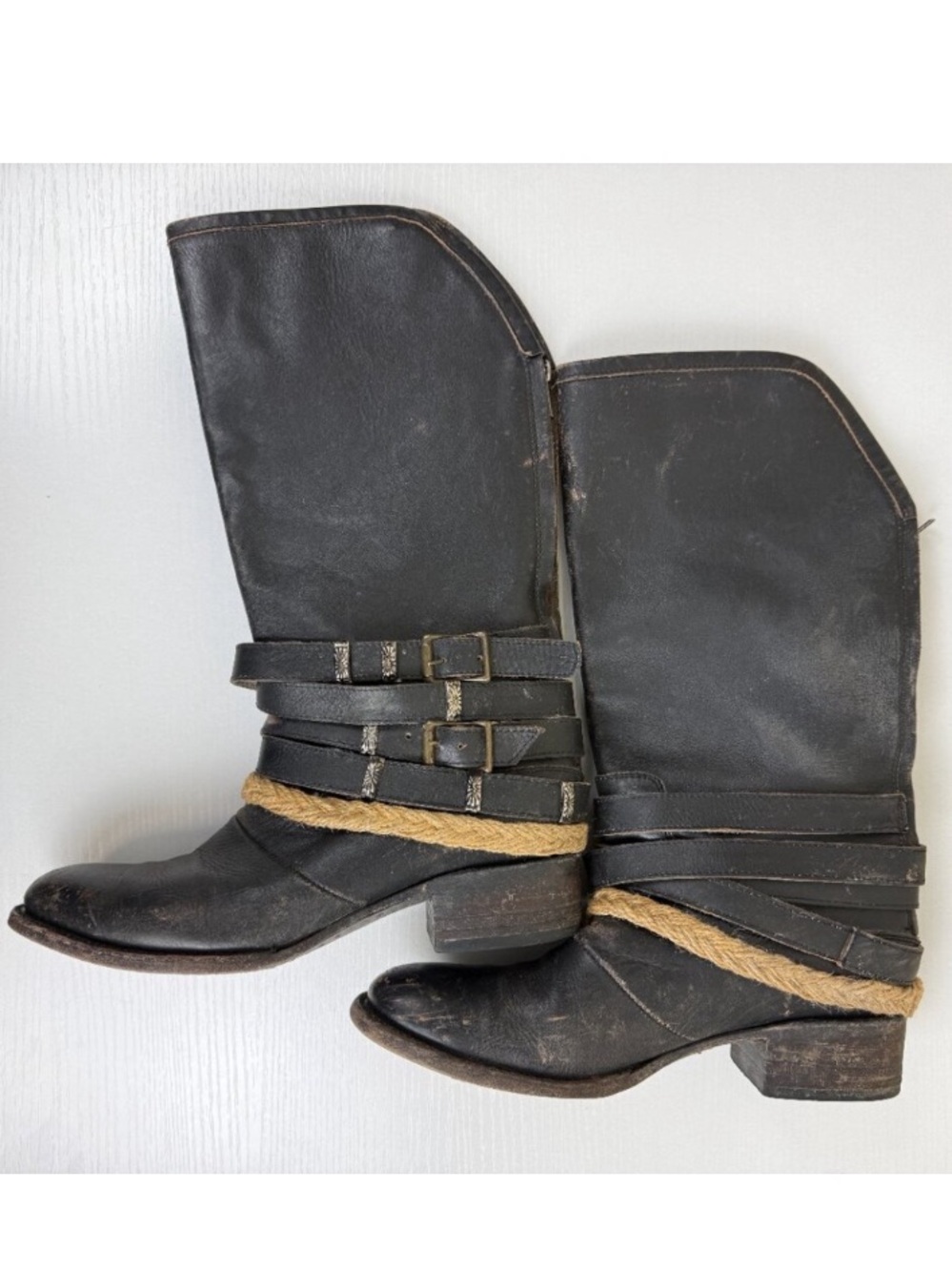 Freebird By Steven Drove Women's Distressed Black mid-calf Leather Boots - Picture 7 of 13